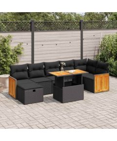 vidaXL vidaXL 5-cz. zestaw wypoczynkowy do ogrodu, poduszki, czarny rattan PE Dārza mēbeļu komplekti