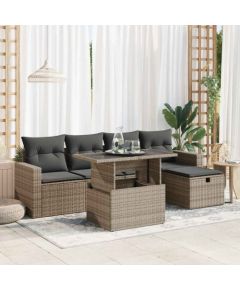 vidaXL vidaXL 6-cz. zestaw mebli ogrodowych z poduszkami, szary, polirattan Dārza mēbeļu komplekti