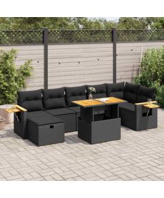 vidaXL vidaXL 5-cz. zestaw wypoczynkowy do ogrodu, poduszki, czarny rattan PE Dārza mēbeļu komplekti