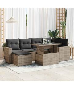 vidaXL 7-cz. zestaw wypoczynkowy do ogrodu, z poduszkami, szary Dārza mēbeļu komplekti