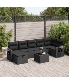 vidaXL 8-cz. zestaw wypoczynkowy do ogrodu, z poduszkami, czarny Dārza mēbeļu komplekti