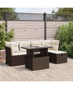 vidaXL 6-cz. zestaw wypoczynkowy do ogrodu, z poduszkami, brązowy Dārza mēbeļu komplekti