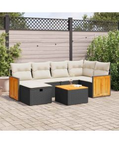 vidaXL 7-cz. zestaw wypoczynkowy do ogrodu, z poduszkami, czarny Dārza mēbeļu komplekti