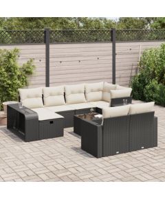 vidaXL 11-cz. zestaw wypoczynkowy do ogrodu, poduszki czarny rattan PE Dārza mēbeļu komplekti