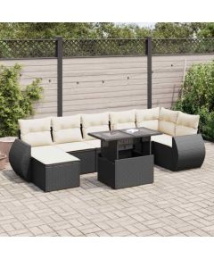 vidaXL 8-cz. zestaw wypoczynkowy do ogrodu, z poduszkami, czarny Dārza mēbeļu komplekti