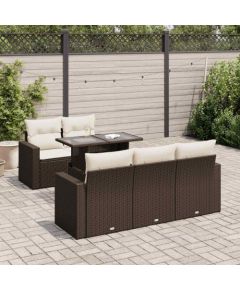 vidaXL 6-cz. zestaw wypoczynkowy do ogrodu, z poduszkami, brązowy Dārza mēbeļu komplekti