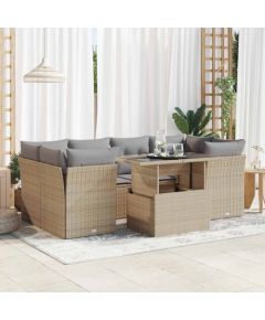 vidaXL 7-cz. zestaw wypoczynkowy do ogrodu, z poduszkami, beżowy Dārza mēbeļu komplekti