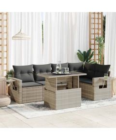 vidaXL 6-cz. zestaw mebli ogrodowych, z poduszkami, jasnoszary Dārza mēbeļu komplekti