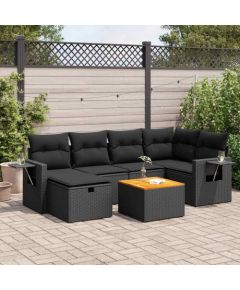 vidaXL 7-cz. zestaw wypoczynkowy do ogrodu, z poduszkami, czarny Dārza mēbeļu komplekti