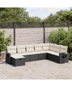 vidaXL 8-cz. zestaw wypoczynkowy do ogrodu, z poduszkami, czarny Dārza mēbeļu komplekti