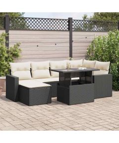 vidaXL 7-cz. zestaw wypoczynkowy do ogrodu, z poduszkami, czarny Dārza mēbeļu komplekti