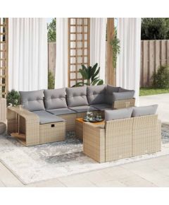 vidaXL 11-cz. zestaw mebli ogrodowych z poduszkami, beżowy, polirattan Dārza mēbeļu komplekti
