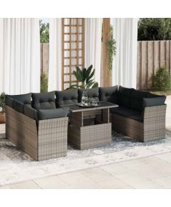 vidaXL 10-cz. zestaw wypoczynkowy do ogrodu, z poduszkami, szary Dārza mēbeļu komplekti