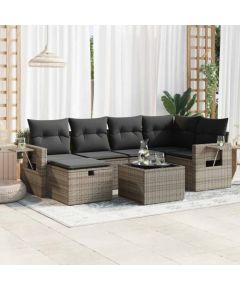 vidaXL 7-cz. zestaw wypoczynkowy do ogrodu, z poduszkami, szary Dārza mēbeļu komplekti