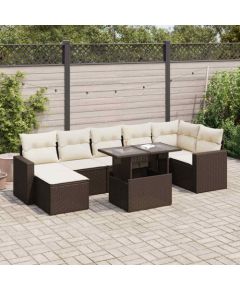 vidaXL 8-cz. zestaw wypoczynkowy do ogrodu, z poduszkami, brązowy Dārza mēbeļu komplekti