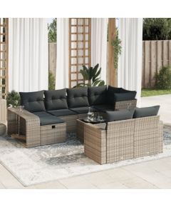 vidaXL 11-cz. zestaw mebli ogrodowych z poduszkami, szary rattan PE Dārza mēbeļu komplekti