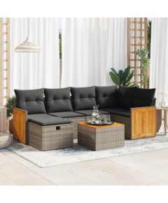 vidaXL 7-cz. zestaw wypoczynkowy do ogrodu, z poduszkami, szary Dārza mēbeļu komplekti