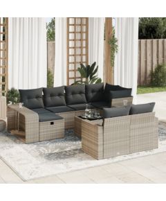 vidaXL 11-cz. zestaw mebli ogrodowych z poduszkami, szary rattan PE Dārza mēbeļu komplekti