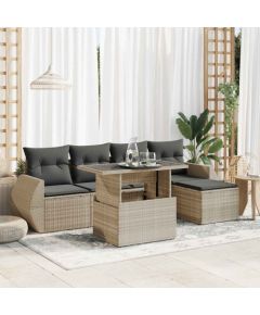 vidaXL 6-cz. zestaw mebli ogrodowych, z poduszkami, jasnoszary Dārza mēbeļu komplekti