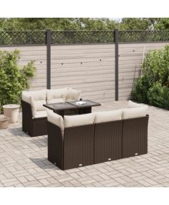 vidaXL 6-cz. zestaw wypoczynkowy do ogrodu, z poduszkami, brązowy Dārza mēbeļu komplekti