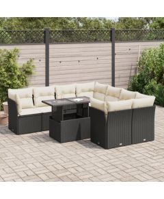 vidaXL 9-cz. zestaw wypoczynkowy do ogrodu, z poduszkami, czarny Dārza mēbeļu komplekti