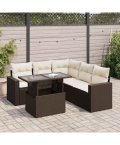 vidaXL 6-cz. zestaw wypoczynkowy do ogrodu, z poduszkami, brązowy Dārza mēbeļu komplekti