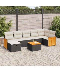 vidaXL 8-cz. zestaw wypoczynkowy do ogrodu, z poduszkami, czarny Dārza mēbeļu komplekti