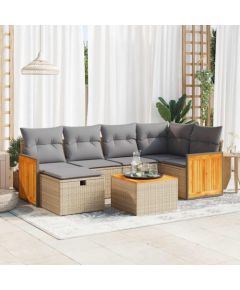 vidaXL 7-cz. zestaw wypoczynkowy do ogrodu, z poduszkami, beżowy Dārza mēbeļu komplekti