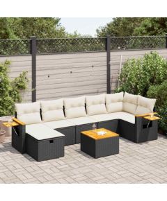 vidaXL 8-cz. zestaw wypoczynkowy do ogrodu, z poduszkami, czarny Dārza mēbeļu komplekti