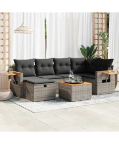 vidaXL 7-cz. zestaw wypoczynkowy do ogrodu, z poduszkami, szary Dārza mēbeļu komplekti