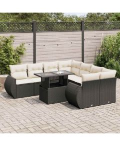 vidaXL vidaXL 9-cz. zestaw wypoczynkowy do ogrodu, z poduszkami, czarny Dārza mēbeļu komplekti