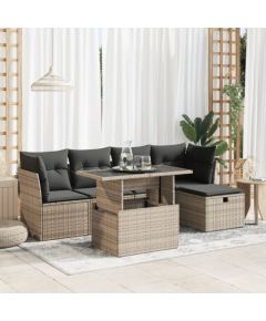 vidaXL vidaXL 6-cz. zestaw mebli ogrodowych z poduszkami, szary, polirattan Dārza mēbeļu komplekti