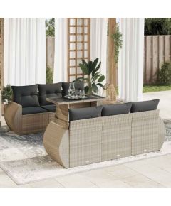 vidaXL vidaXL 7-cz. zestaw wypoczynkowy do ogrodu, z poduszkami, jasnoszary Dārza mēbeļu komplekti