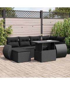 vidaXL vidaXL 7-cz. zestaw wypoczynkowy do ogrodu, z poduszkami, czarny Dārza mēbeļu komplekti