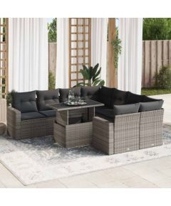 vidaXL vidaXL 9-cz. zestaw mebli ogrodowych z poduszkami, szary, polirattan Dārza mēbeļu komplekti