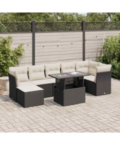 vidaXL vidaXL 8-cz. zestaw wypoczynkowy do ogrodu, z poduszkami, czarny Dārza mēbeļu komplekti