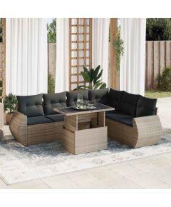 vidaXL vidaXL 7-cz. zestaw wypoczynkowy do ogrodu, z poduszkami, szary Dārza mēbeļu komplekti