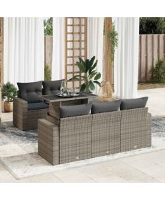 vidaXL vidaXL 6-cz. zestaw mebli ogrodowych z poduszkami, szary, polirattan Dārza mēbeļu komplekti