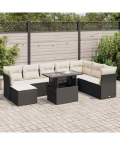 vidaXL vidaXL 9-cz. zestaw wypoczynkowy do ogrodu, z poduszkami, czarny Dārza mēbeļu komplekti