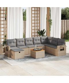 vidaXL vidaXL 9-cz. zestaw mebli ogrodowych z poduszkami, beżowy, polirattan Dārza mēbeļu komplekti