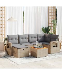 vidaXL vidaXL 7-cz. zestaw wypoczynkowy do ogrodu, z poduszkami, beżowy Dārza mēbeļu komplekti