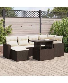 vidaXL vidaXL 7-cz. zestaw wypoczynkowy do ogrodu, z poduszkami, brązowy Dārza mēbeļu komplekti