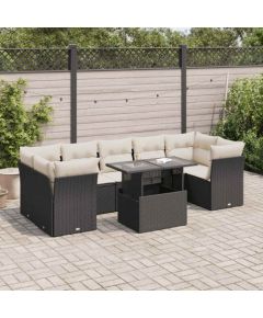 vidaXL vidaXL 8-cz. zestaw wypoczynkowy do ogrodu, z poduszkami, czarny Dārza mēbeļu komplekti