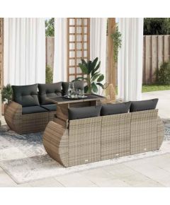 vidaXL vidaXL 7-cz. zestaw wypoczynkowy do ogrodu, z poduszkami, szary Dārza mēbeļu komplekti