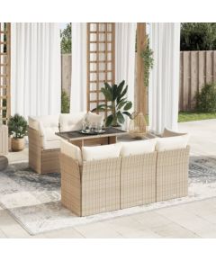 vidaXL vidaXL 6-cz. zestaw mebli ogrodowych z poduszkami, beżowy, polirattan Dārza mēbeļu komplekti