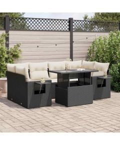 vidaXL vidaXL 7-cz. zestaw wypoczynkowy do ogrodu, z poduszkami, czarny Dārza mēbeļu komplekti