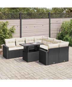 vidaXL vidaXL 9-cz. zestaw wypoczynkowy do ogrodu, z poduszkami, czarny Dārza mēbeļu komplekti