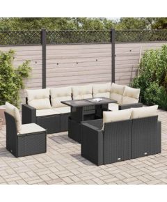 vidaXL vidaXL 9-cz. zestaw wypoczynkowy do ogrodu, z poduszkami, czarny Dārza mēbeļu komplekti