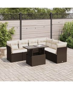 vidaXL vidaXL 7-cz. zestaw wypoczynkowy do ogrodu, z poduszkami, brązowy Dārza mēbeļu komplekti