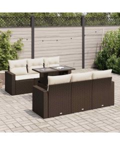 vidaXL vidaXL 7-cz. zestaw wypoczynkowy do ogrodu, z poduszkami, brązowy Dārza mēbeļu komplekti